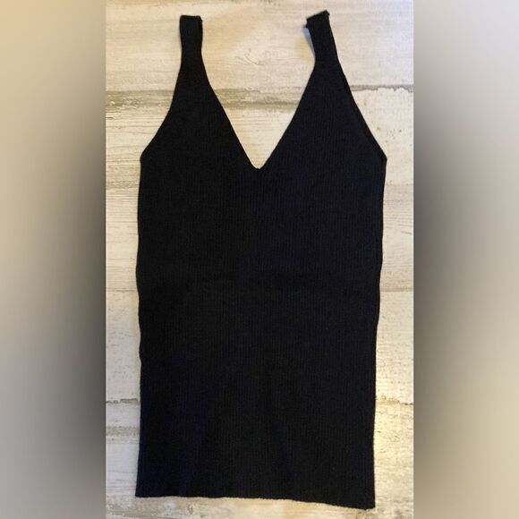 MNG Black Ribbed Cropped tank top XS - Picture 1 of 4
